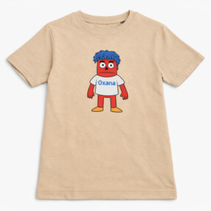 Kinder T-Shirt Oxana – Kinderkabarett Kinderanimation Geschenk – Sandbraun – 98-104